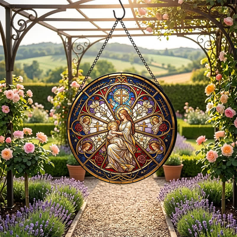 Christianartworkshop Floral Holy Symbol Nativity Glass Suncatcher: Emblem of Gentle Heavenly Comfort - image 5