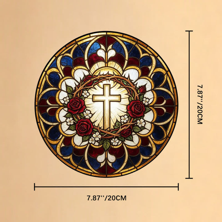 Christianartworkshop Radiant Halo Cross Stained Glass Suncatcher: Emblem of Pure Heavenly Radiance - 7.87''*7.87''*0.14''/20*20*0.35cm - image 8