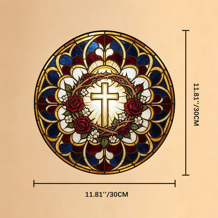 Christianartworkshop Radiant Halo Cross Stained Glass Suncatcher: Emblem of Pure Heavenly Radiance - 11.81''*11.81''*0.14''/30*30*0.35cm - image 10