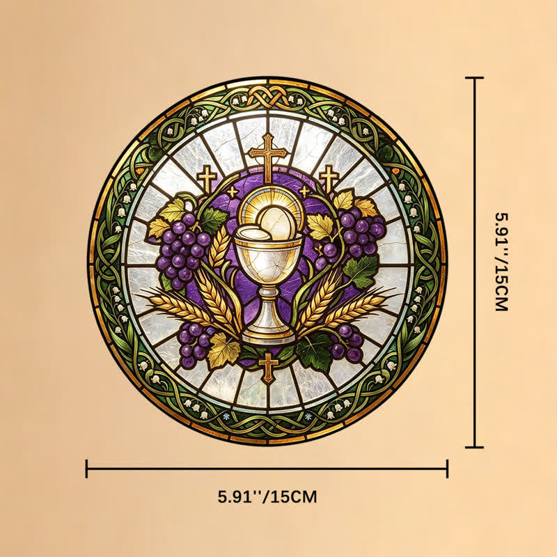 Christianartworkshop Radiant Holy Chalice Stained Glass Suncatcher: Emblem of Pure Heavenly Grace - 5.91''*5.91''*0.14''/15*15*0.35cm - image 7