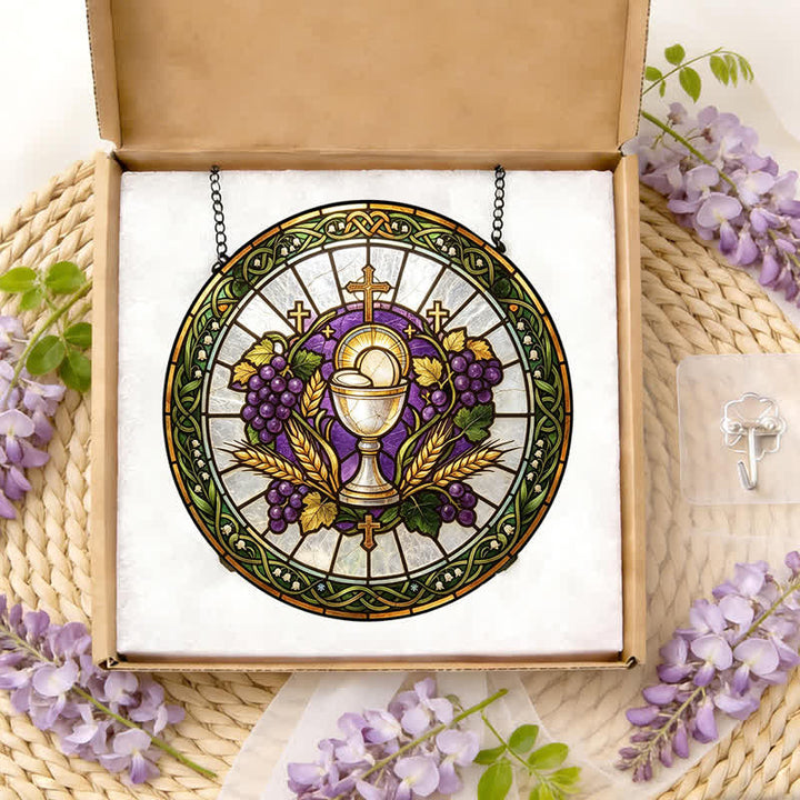 Christianartworkshop Radiant Holy Chalice Stained Glass Suncatcher: Emblem of Pure Heavenly Grace - image 11