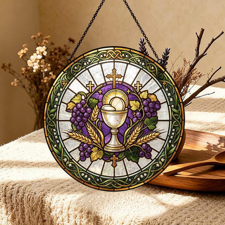 Christianartworkshop Radiant Holy Chalice Stained Glass Suncatcher: Emblem of Pure Heavenly Grace - image 3