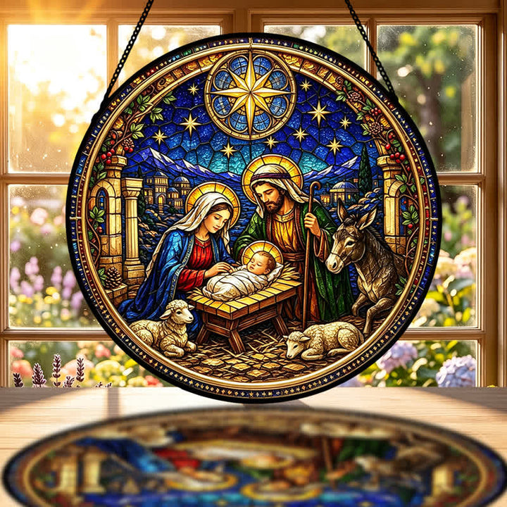 Christianartworkshop Star of Bethlehem Nativity Glass Suncatcher: Emblem of Gentle Divine Promise - image 1