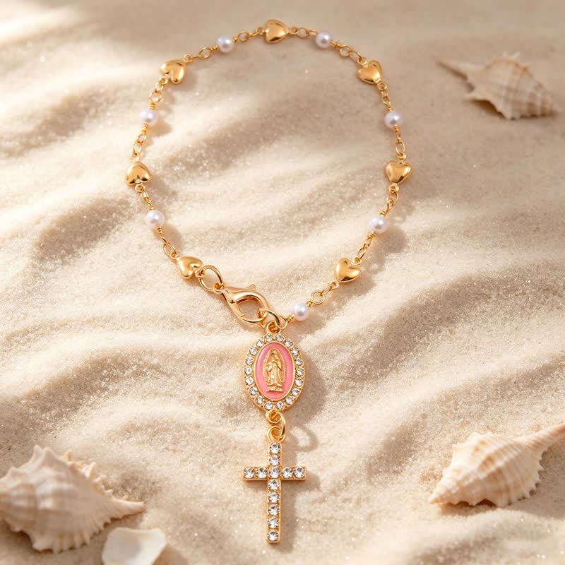 Christianartworkshop Oval Gem Rim Our Lady Cross Car Charm: Sign of Steady Divine Comfort - Pink - image 6