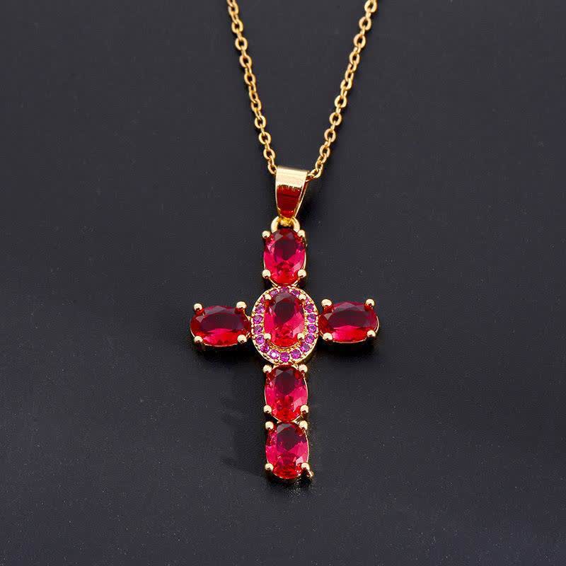 Christianartworkshop Sacred Gem Cross Necklace: Symbol of Calm Abiding Peace - Red - image 6