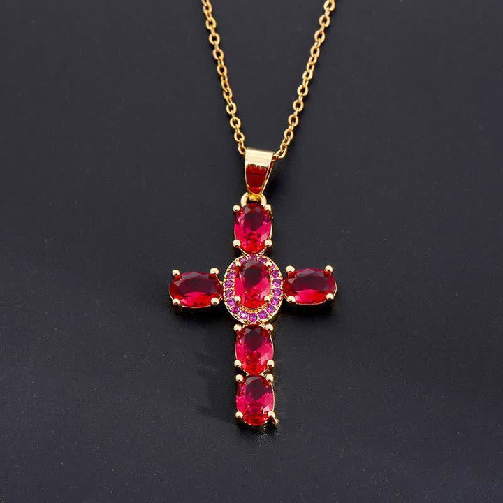 Christianartworkshop Sacred Gem Cross Necklace: Symbol of Calm Abiding Peace - Red - image 6