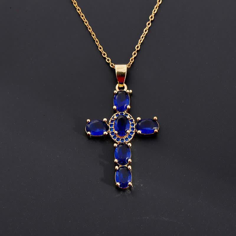 Christianartworkshop Sacred Gem Cross Necklace: Symbol of Calm Abiding Peace - Royal Blue - image 9
