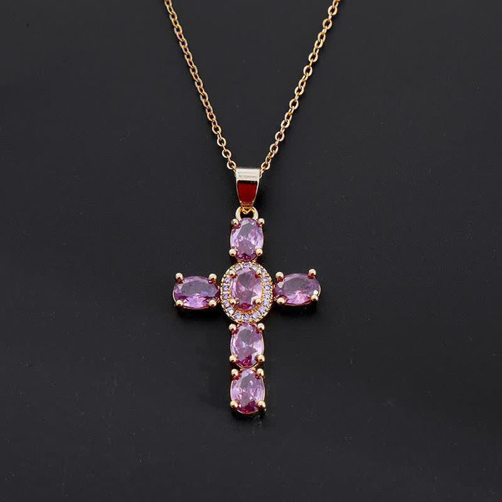 Christianartworkshop Sacred Gem Cross Necklace: Symbol of Calm Abiding Peace - Purple - image 4