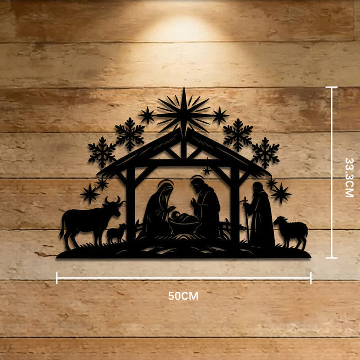Christianartworkshop Precisely Cut Nativity Metal Wall Sign: Badge of Soft Heavenly Light - 13.11''*19.69''*0.05''/33.3*50*0.12cm - image 7