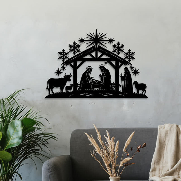 Christianartworkshop Precisely Cut Nativity Metal Wall Sign: Badge of Soft Heavenly Light - image 4
