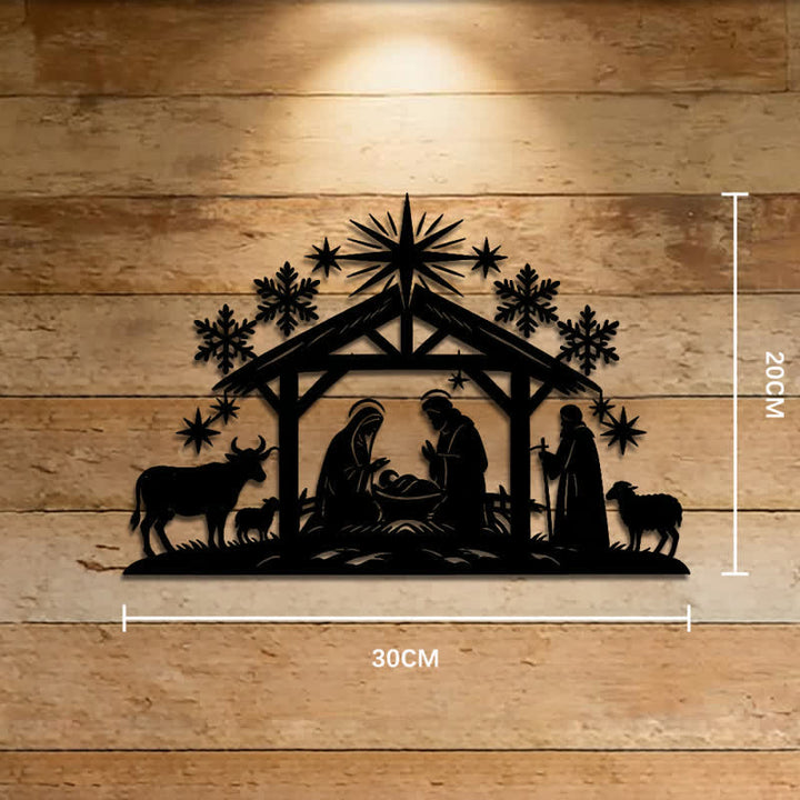 Christianartworkshop Precisely Cut Nativity Metal Wall Sign: Badge of Soft Heavenly Light - 7.87''*11.81''*0.04''/20*30*0.1cm - image 5