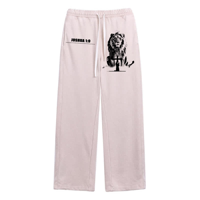 Christianartworkshop Joshua 1:9 Lion Courage Relaxed Fit Washed Sweatpants - Apricot - 2XL - image 0