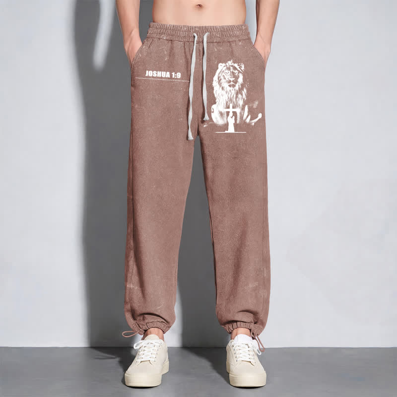 Christianartworkshop Joshua 1:9 Lion Courage Relaxed Fit Washed Sweatpants - image 48