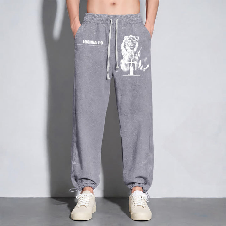 Christianartworkshop Joshua 1:9 Lion Courage Relaxed Fit Washed Sweatpants - image 24