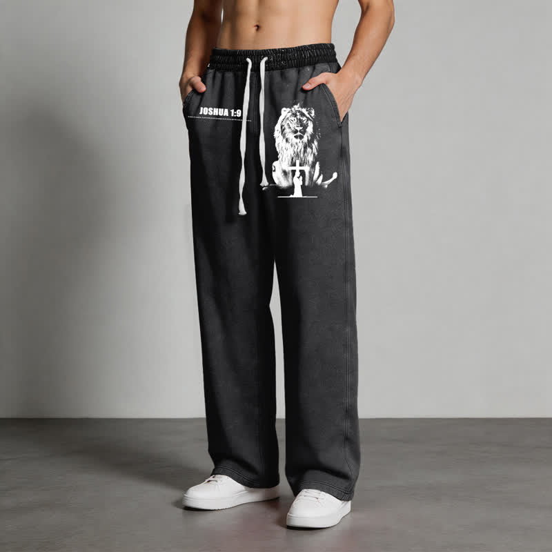 Christianartworkshop Joshua 1:9 Lion Courage Relaxed Fit Washed Sweatpants - image 12