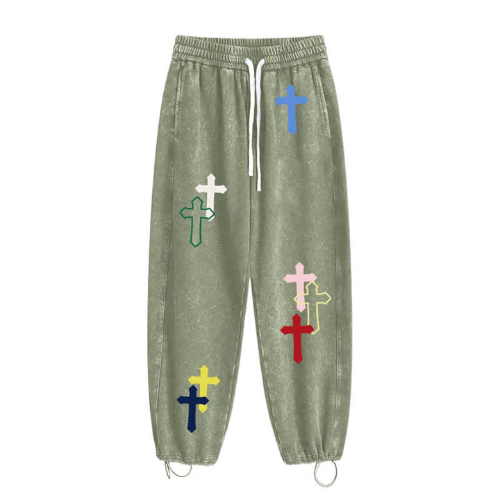 Christianartworkshop Multicolor Cross Streetwear Relaxed Fit Washed Sweatpants - image 20