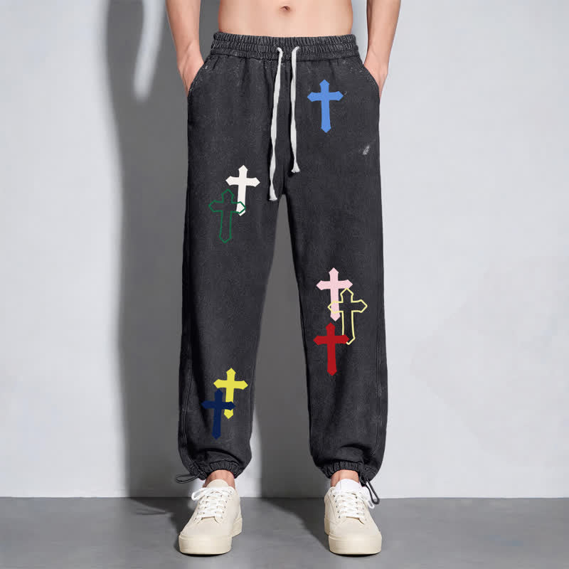 Christianartworkshop Multicolor Cross Streetwear Relaxed Fit Washed Sweatpants - image 14