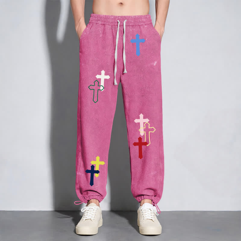 Christianartworkshop Multicolor Cross Streetwear Relaxed Fit Washed Sweatpants - image 40