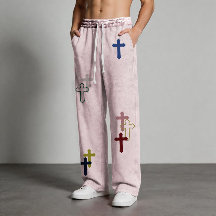 Christianartworkshop Multicolor Cross Streetwear Relaxed Fit Washed Sweatpants - image 4