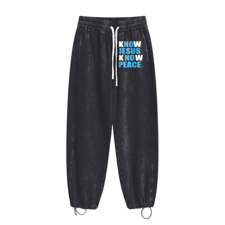 Christianartworkshop Know Jesus Know Peace Olive Washed Sweatpants - image 10