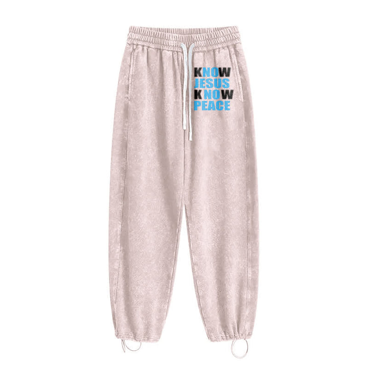 Christianartworkshop Know Jesus Know Peace Olive Washed Sweatpants - image 36