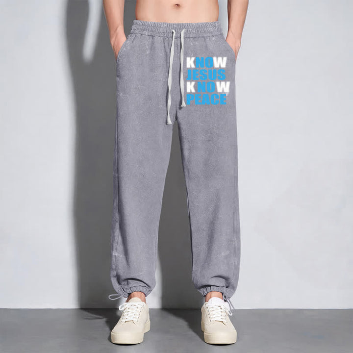 Christianartworkshop Know Jesus Know Peace Olive Washed Sweatpants - image 24