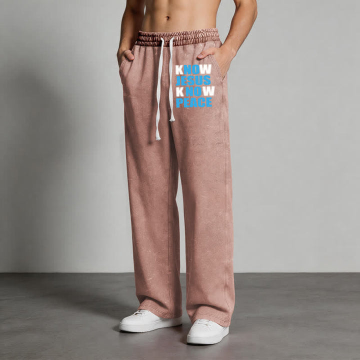 Christianartworkshop Know Jesus Know Peace Olive Washed Sweatpants - image 30