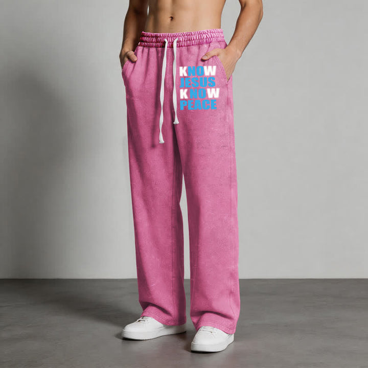Christianartworkshop Know Jesus Know Peace Olive Washed Sweatpants - image 46