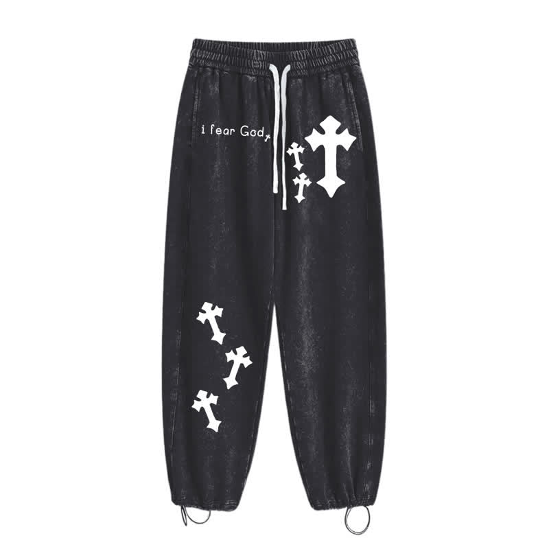 Christianartworkshop I Fear God Cross Print Pink Washed Sweatpants - image 10