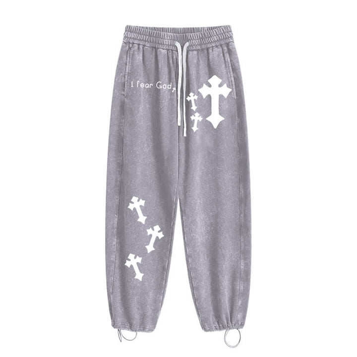 Christianartworkshop I Fear God Cross Print Pink Washed Sweatpants - image 28