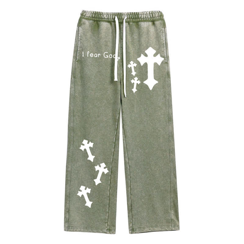 Christianartworkshop I Fear God Cross Print Pink Washed Sweatpants - Army Green - 2XL - image 34