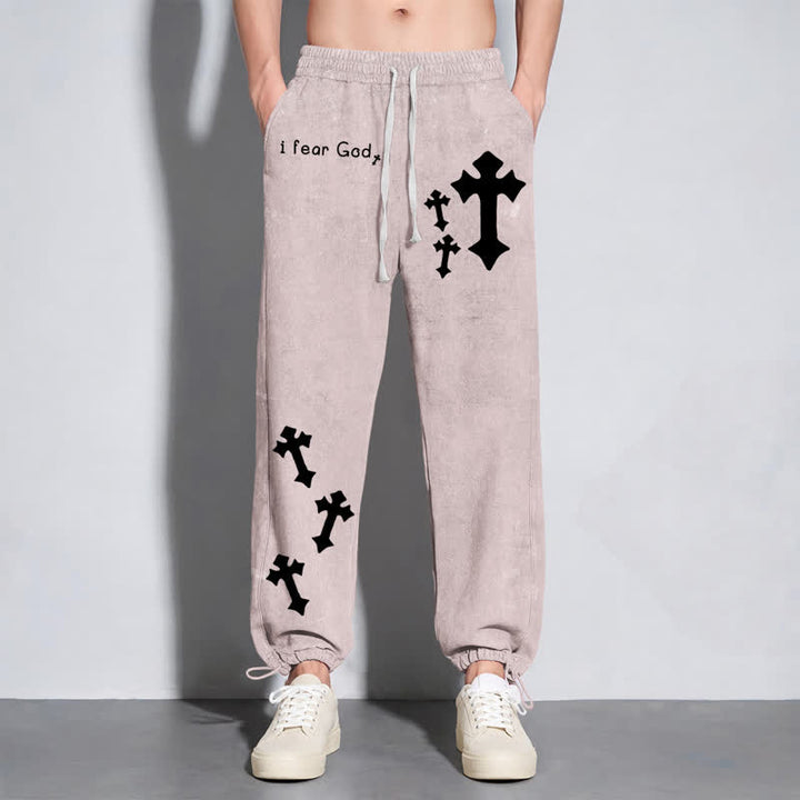 Christianartworkshop I Fear God Cross Print Pink Washed Sweatpants - image 6