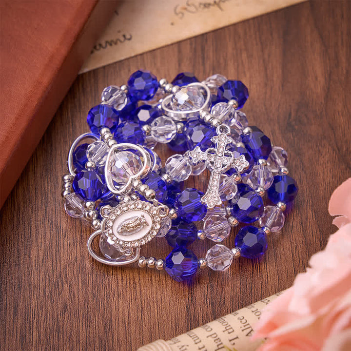 Christianartworkshop Hollow Heart Glass Rosary with Deep Blue Faceted Beads: Token of Abiding Divine Protection - image 5