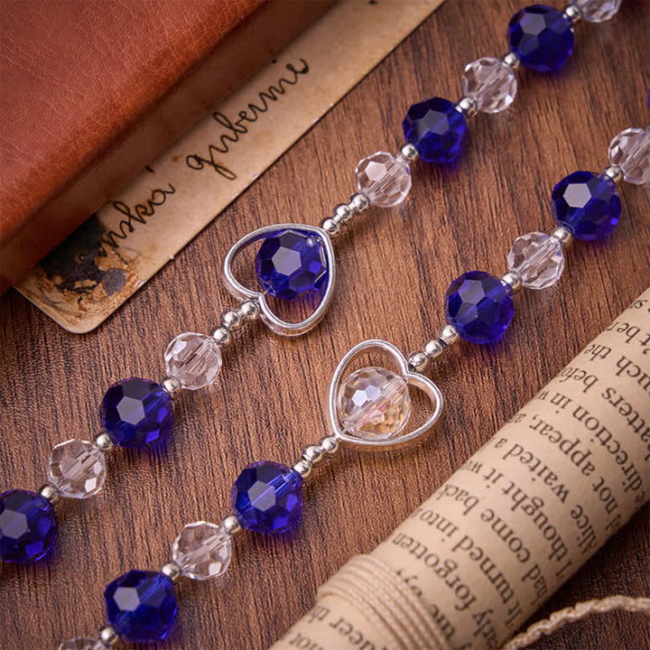Christianartworkshop Hollow Heart Glass Rosary with Deep Blue Faceted Beads: Token of Abiding Divine Protection - image 6