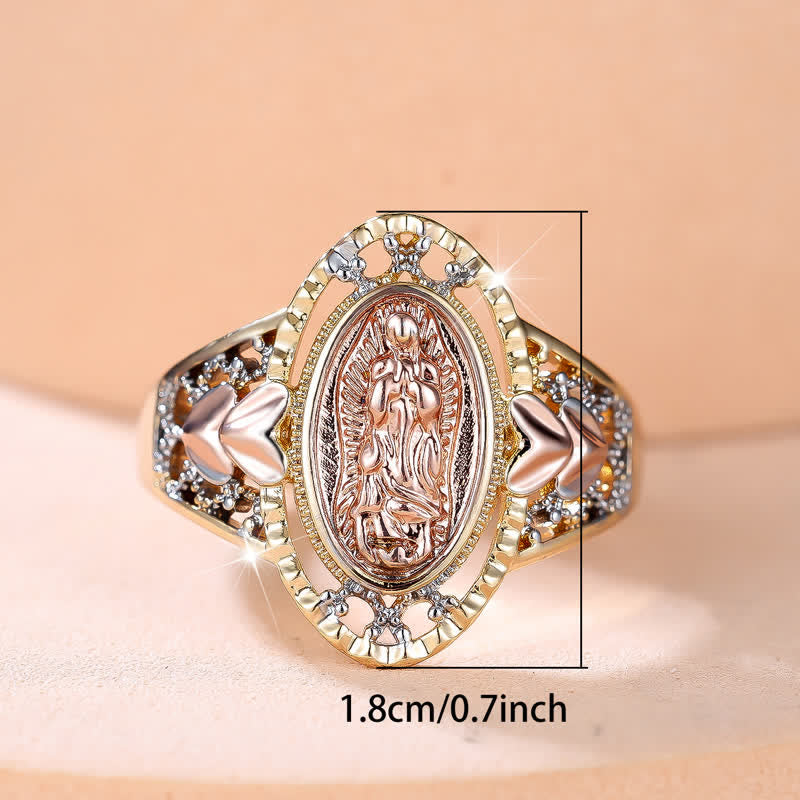 Christianartworkshop Our Lady of Guadalupe Enameled Devotional Ring with Floral Accents: A Symbol of Marian Grace & Divine Protection - image 13