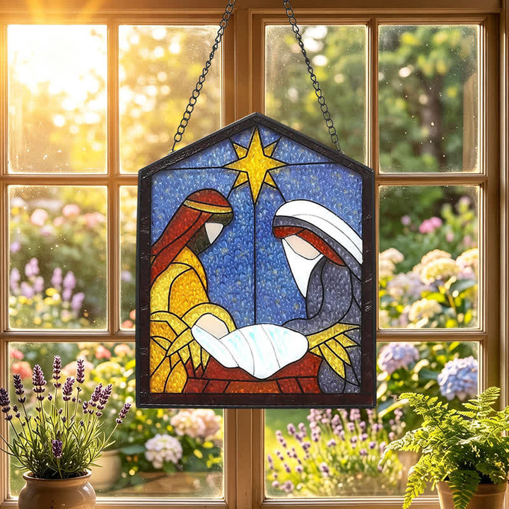 Christianartworkshop Star Guided Nativity Stained Glass Suncatcher: Token of Peaceful Divine Arrival - image 3
