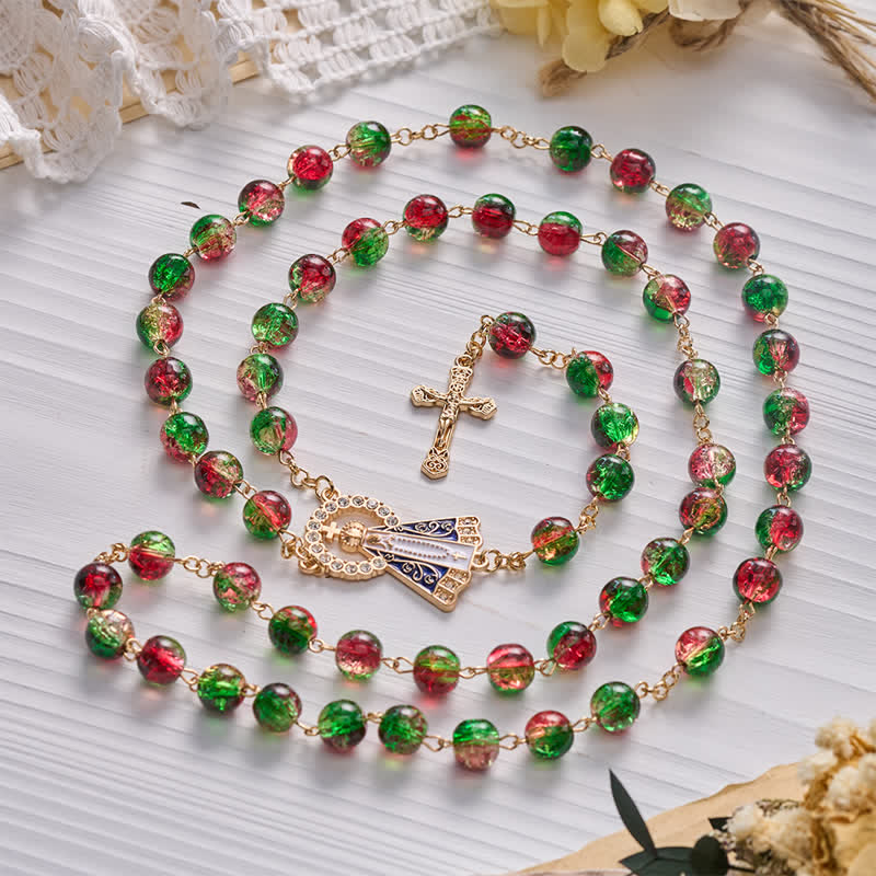 Christianartworkshop Vintage Decorative Our Lady & Crucifix Rosary: Emblem of Timeless Heavenly Mercy - image 1