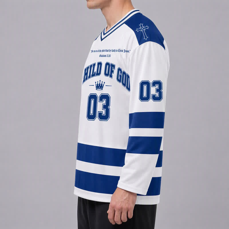 Christianartworkshop Child Of God Jesus Is King Long Sleeve Hockey Jersey - image 5