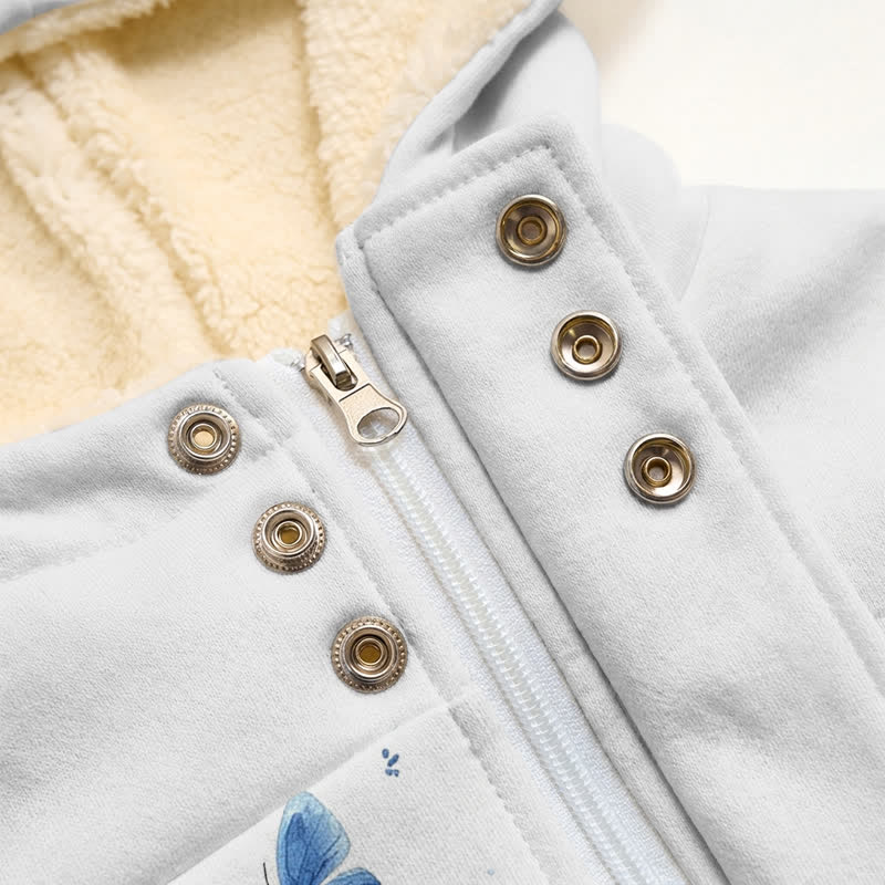 Christianartworkshop Blue Butterfly Jesus Fleece Hooded Winter Jacket Coat - image 5