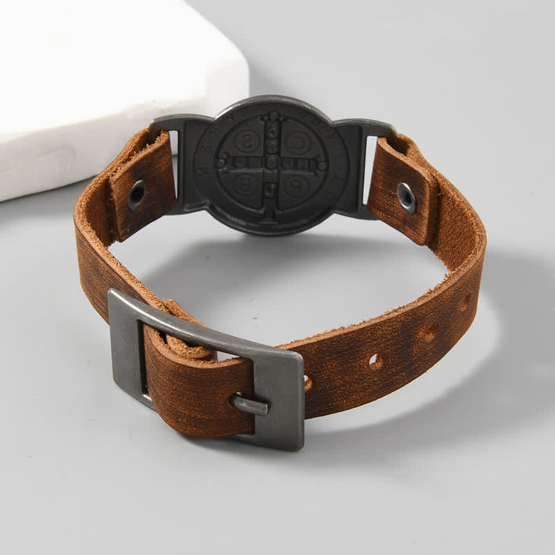 Christianartworkshop Robust Cowhide St. Benedict Medallion Bracelet: Sign of Unfailing Care - image 4
