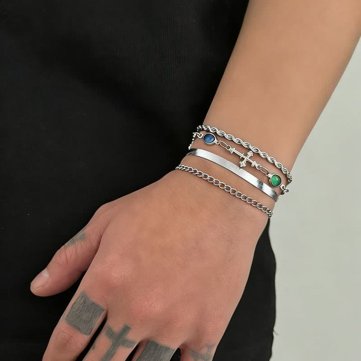 Christianartworkshop Elegant Multi-Style Cross Alloy Wrist Stack: Vessel of Quiet Devotion - Silver - image 5
