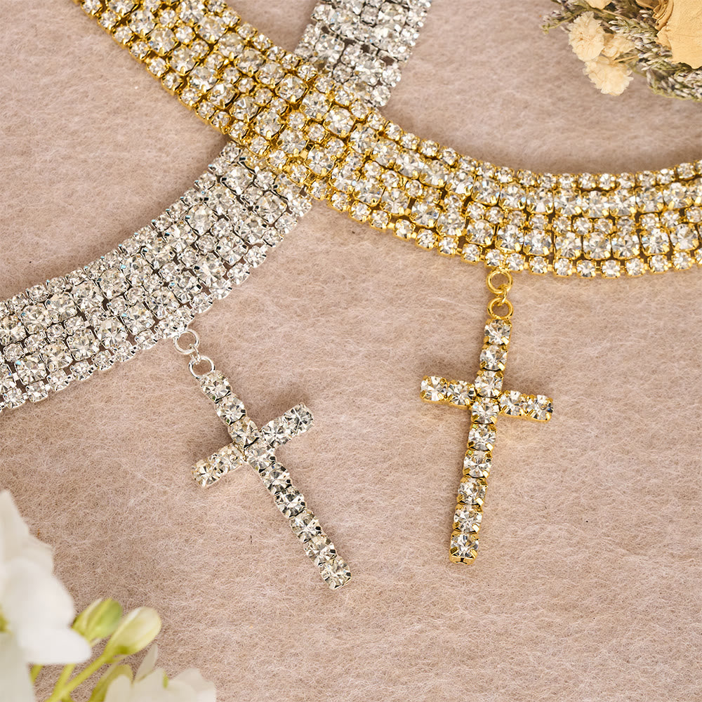 Christianartworkshop Dazzling Rhinestone Cross Choker Necklace: Token of Unfailing Heavenly Grace - image 2