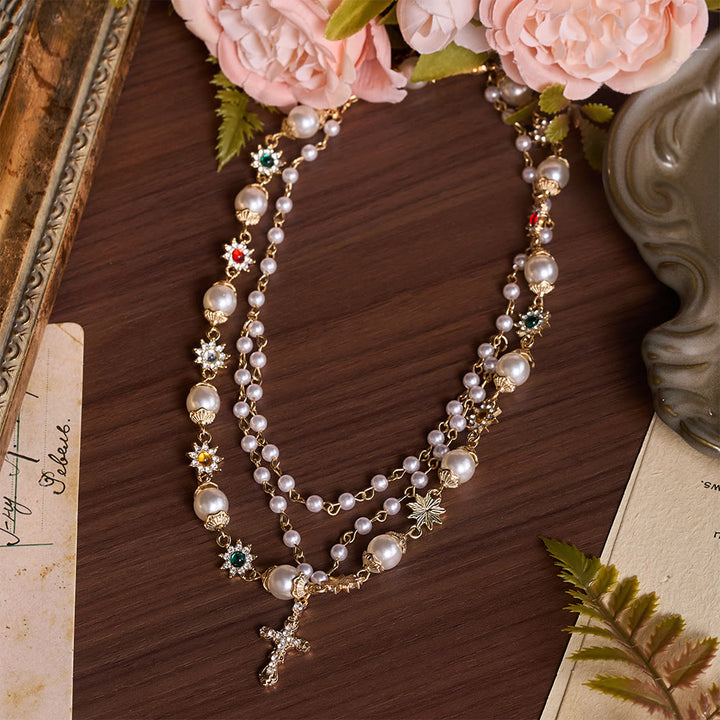 Christianartworkshop Tiered Faux Pearl Cross Chain: Token of Gentle Divine Protection - image 4