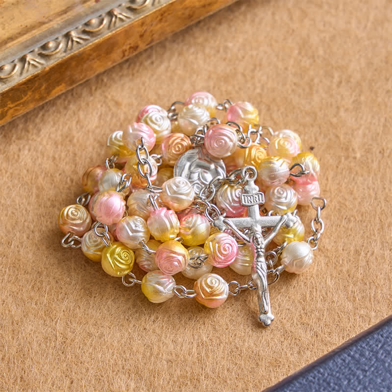 Christianartworkshop Heavenly Rose Bead Rosary With Crucifix: Badge of Steady Guidance - Pink - image 5
