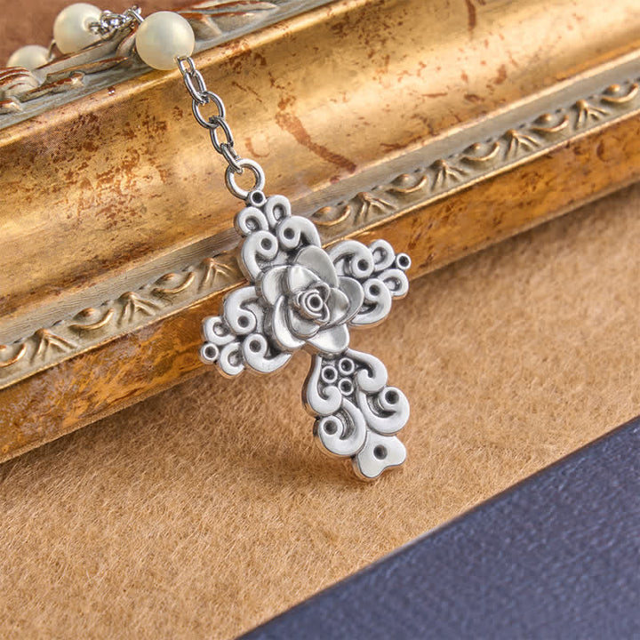 Christianartworkshop Our Lady of Fatima Rosary with Rose Alloy Cross: Token of Sacred Gentle Grace - image 4