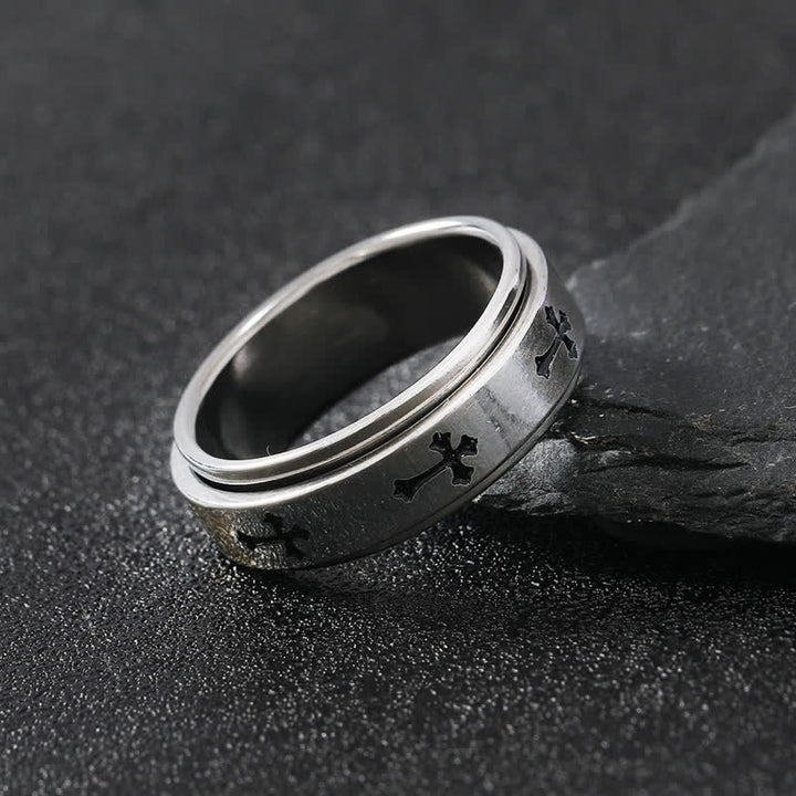 Christianartworkshop Rotatable Cross Stainless Steel Band Ring: Emblem of Abiding Heavenly Grace - image 6