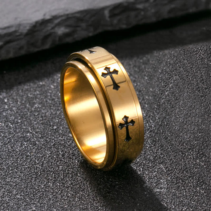 Christianartworkshop Rotatable Cross Stainless Steel Band Ring: Emblem of Abiding Heavenly Grace - Golden - US 11 - image 8