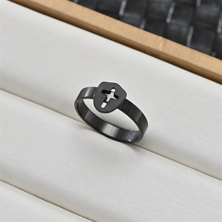 Christianartworkshop Sacred Portrait & Cross Medallion Ring: Emblem of Soft Celestial Protection - Cross C - US 12 - image 3