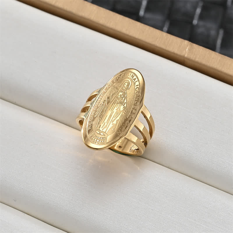 Christianartworkshop Sacred Portrait & Cross Medallion Ring: Emblem of Soft Celestial Protection - Our Lady B - US 12 - image 5
