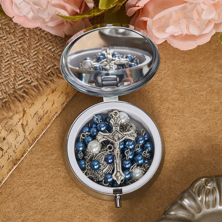 Christianartworkshop Ornate Alloy & Pearl Our Lady Rosary Storage Kit: Sign of Steadfast Celestial Shelter - image 2